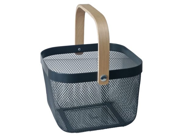 BASKET SQ WITH HDLE BLACK