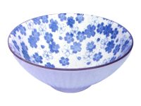 Bowl Blue White Speckled Flowers