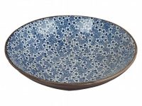 Rnd Bowl Blue _AND_ Wh Med Floral 21x21x5