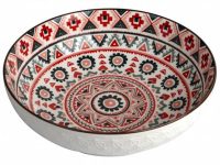 Bowl Rnd red Green Wh 23x23x7