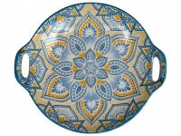 Dish Round Pastel Blue & Yellow 20x23x4cm