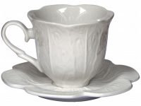 CUP & SAUCER LEAF DESIGN WH