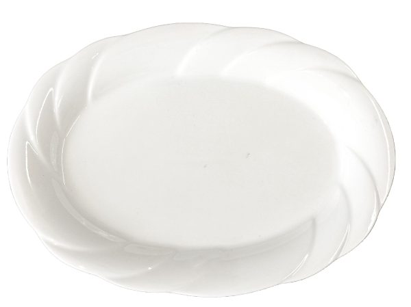 Plate Oval White Biscuit Rim Line