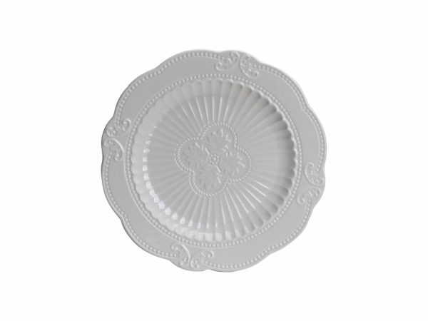 PLATE SIDE WH SCALLOP 8.25 '' CERAMIC