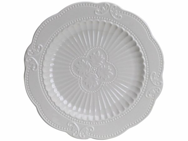 PLATE WH SCALLOP LARGE 12'' CERAMIC