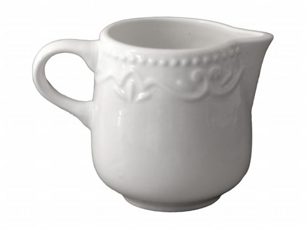 JUG MILK SMALL EMBOSSED WH