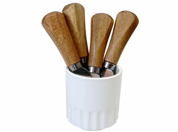 CHEESE KNIFE SET 4 PC IN HOLDER WH
