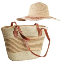HAT & HANDBAG NATURAL DK NATURAL STRIPES