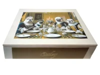Novelty Cutlery Organiser Box with Dog Portrait Design - Medium Size Divided Wooden Storage Caddy