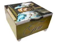Charming Decorative Square Tea Storage Box - Novelty Dog Design with Elegant Metal Handle - Kitchen Organiser