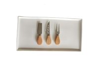 Rectangular White Ceramic Platter and 3-Piece Cheese Serving Set