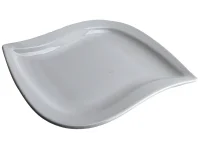 Elegant Wavy Square Porcelain Dinner Plate - Premium White Serveware Dish for Modern Dining 27.5X25X2