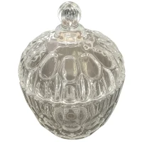 Decorative Patterned Glass Sweet Bowl with Lid - Vintage-Style Candy Dish and Sugar Jar 10x10x12.5cm