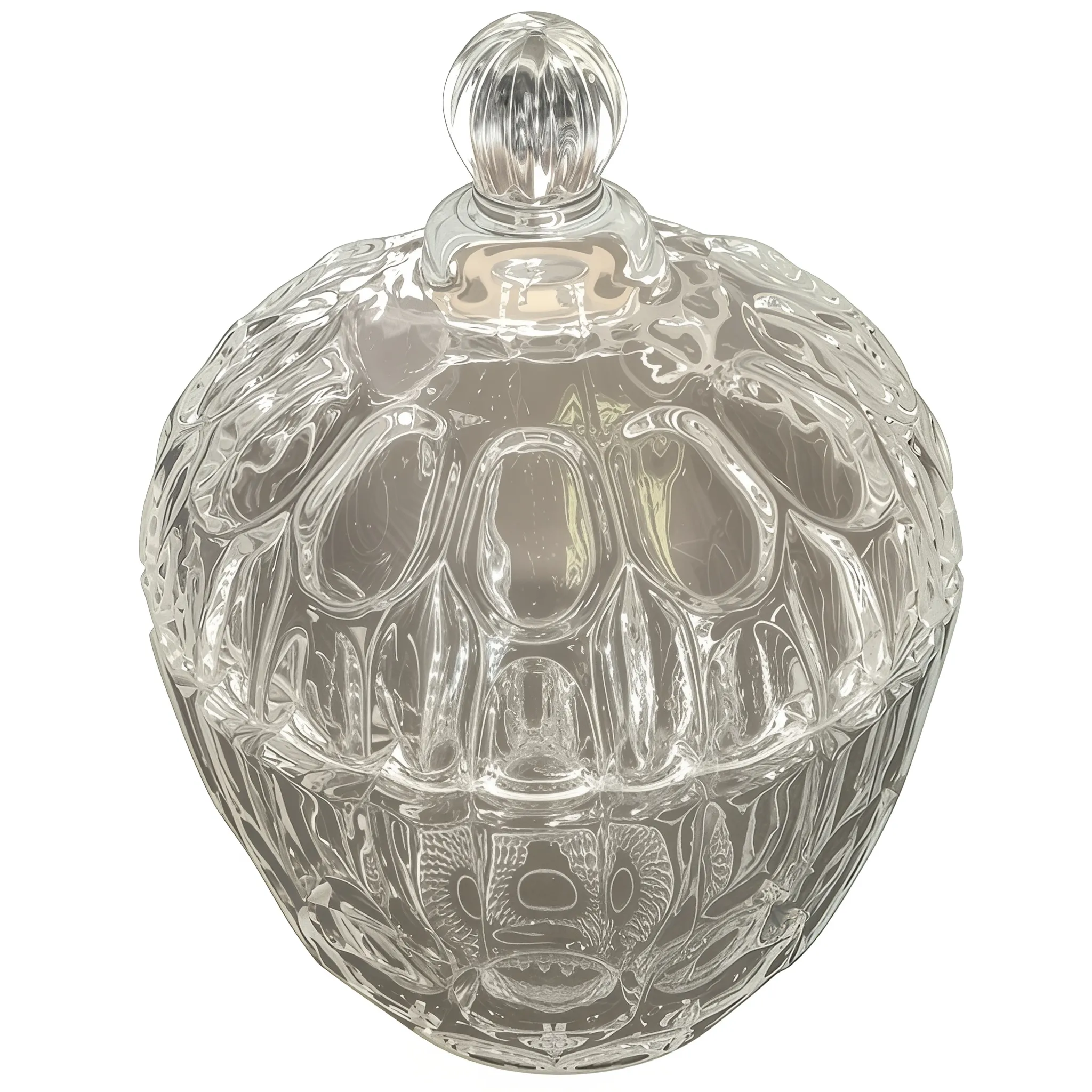 Decorative Patterned Glass Sweet Bowl with Lid - Vintage-Style Candy Dish and Sugar Jar 10x10x12.5cm