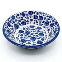 30cm Blue Rose Floral Ceramic Serving Bowl for Elegant Dining