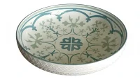 Belle 30cm Round Embossed Serving Bowl - Duck Egg & Turquoise Ceramic