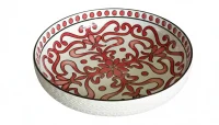 Belle 30cm Embossed Ceramic Serving Bowl - Red & Black Heritage Design
