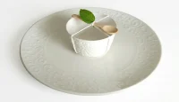 Belle 31cm Embossed Ceramic Platter Set with Dipping Bowl and Spoon