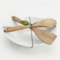 Belle 30x25cm White Tapered Oval Bowl and Wood Salad Server Set