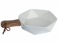 DISH WHITE OCT WOOD HDLE 24X17X4.5