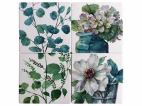 COASTER SET 4PCS GREEN FLORAL