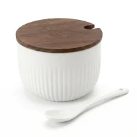 Bowl Sugar & Tsp Acacia Lid