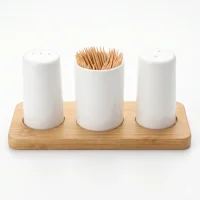 Bamboo Board 4 pc condiment Set