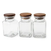 JARS GLASS & ACACIA SET 3 MINI AIRTIGHT