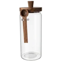 JAR STORAGE GLASS ACACIA SPOON 1200ML