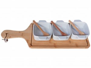 BOARD BAMBOO 3 WH SQ POTS 3 WOOD SPOONS