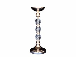 Elegant Gold Candleholder with 3 Crystals in the Stem for Home Decor