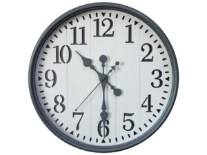 Grey wall clock, Plain White cut-out face, Grey Hands and Numerals