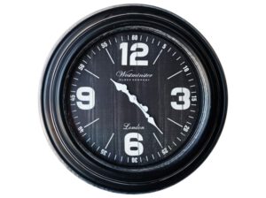 Black Wall Clock  Weathered Black face  White Hands and Numerals 60cm