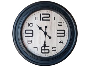 Black Wall Clock  Wood Face  Black Hands and Numerals 59cm